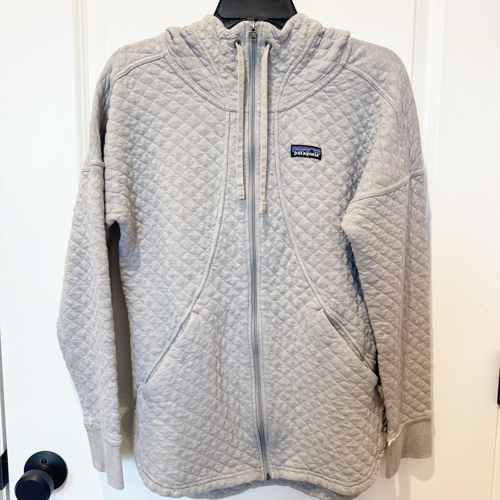 Patagonia Womens Organic Cotton Quilt Hoody Medium Granola Outdoors Hiking Gray